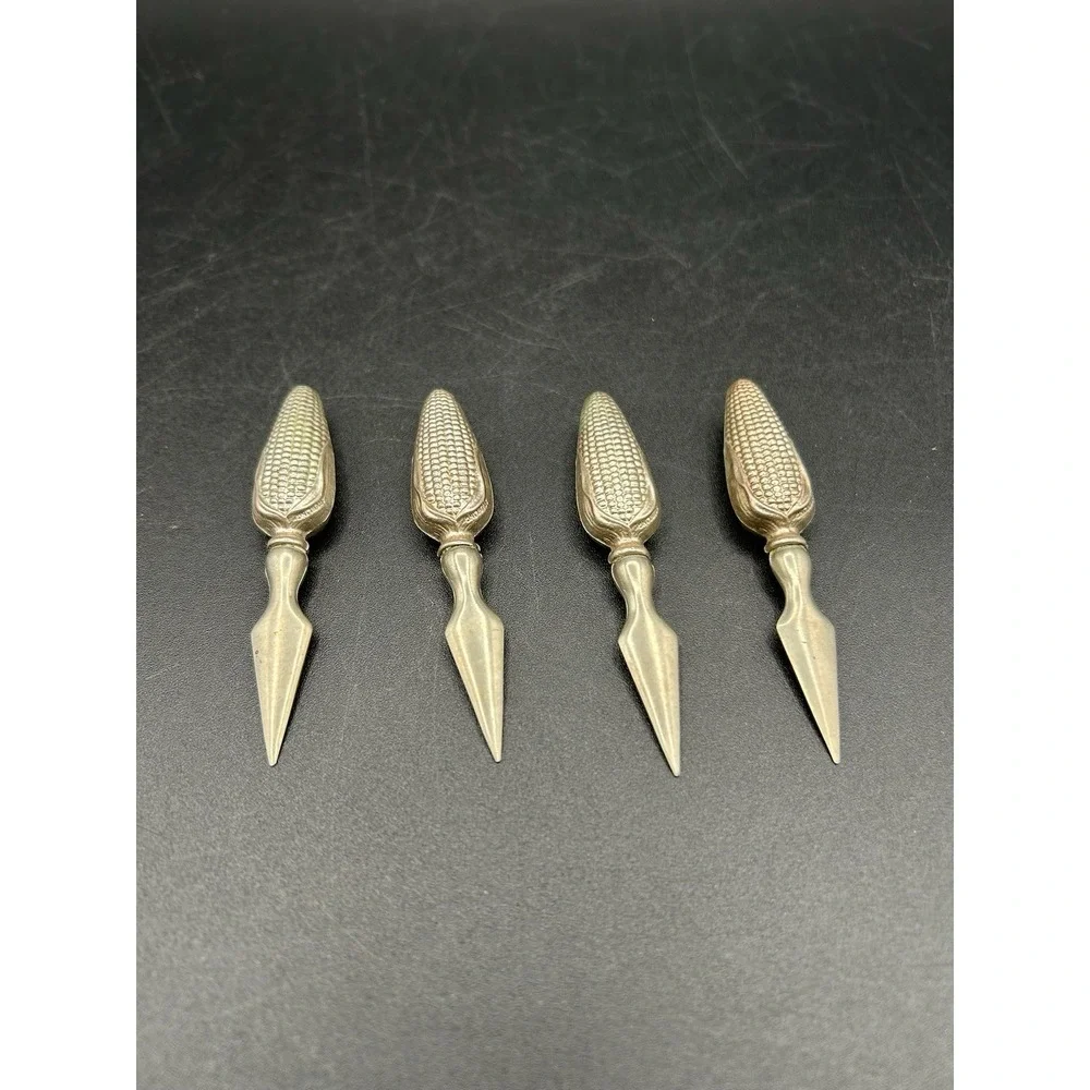 VTG Sterling Silver Corn on the Cob Holders Set of 4 Corn Picks 1.37 Ounces